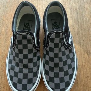 Vans Kids Black and Gray Checkered Slip-On Sneakers